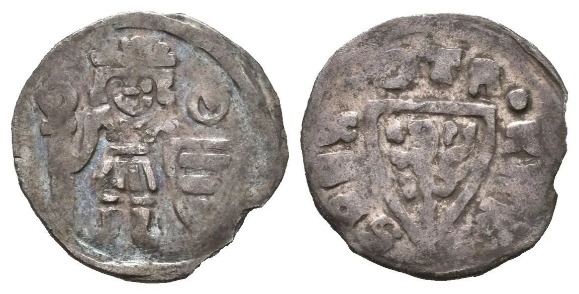 Denár moravský, Cach 971, tmavá patina, ned. a lehce vylomený — 1