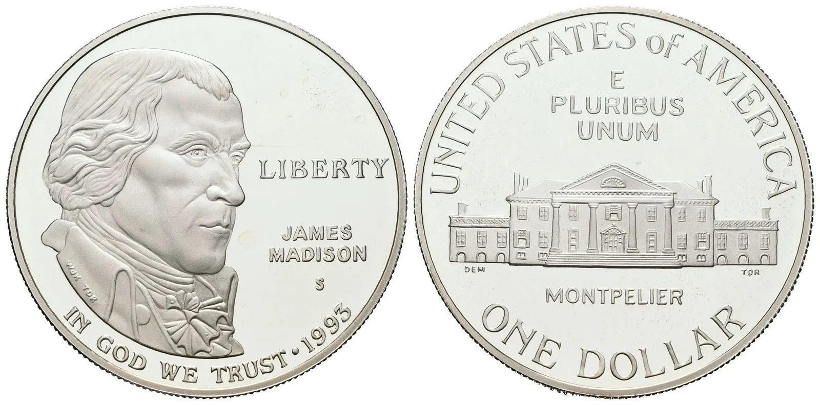 USA, 1 Dollar 1993 - James Madison, PROOF