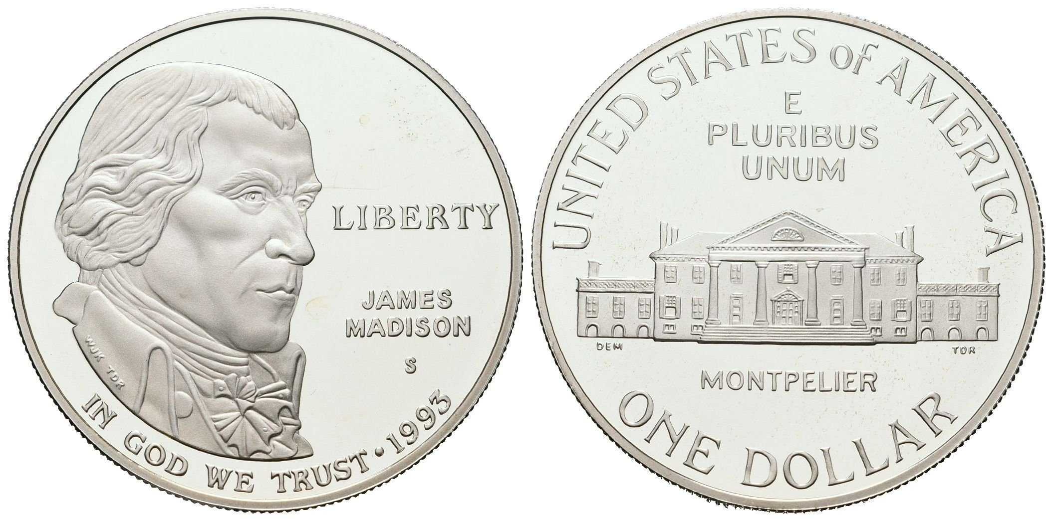 USA, 1 Dollar 1993 - James Madison, PROOF