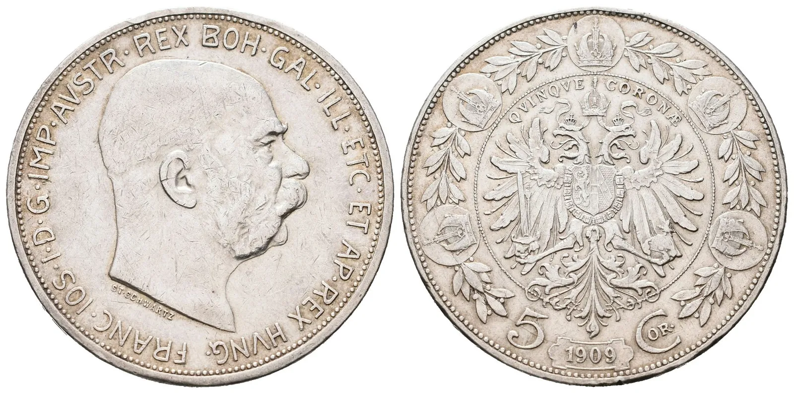 5 Koruna 1909 Schwartz