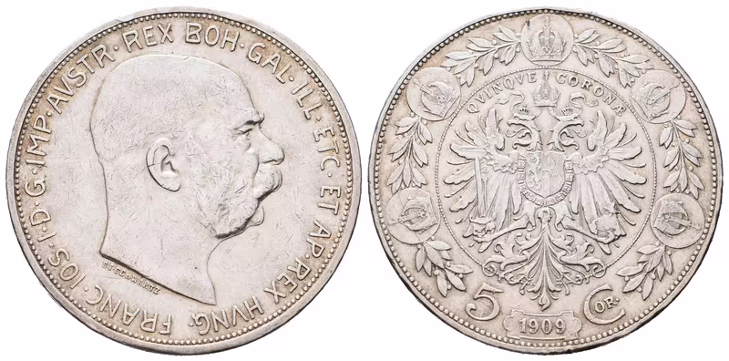 5 Koruna 1909 Schwartz