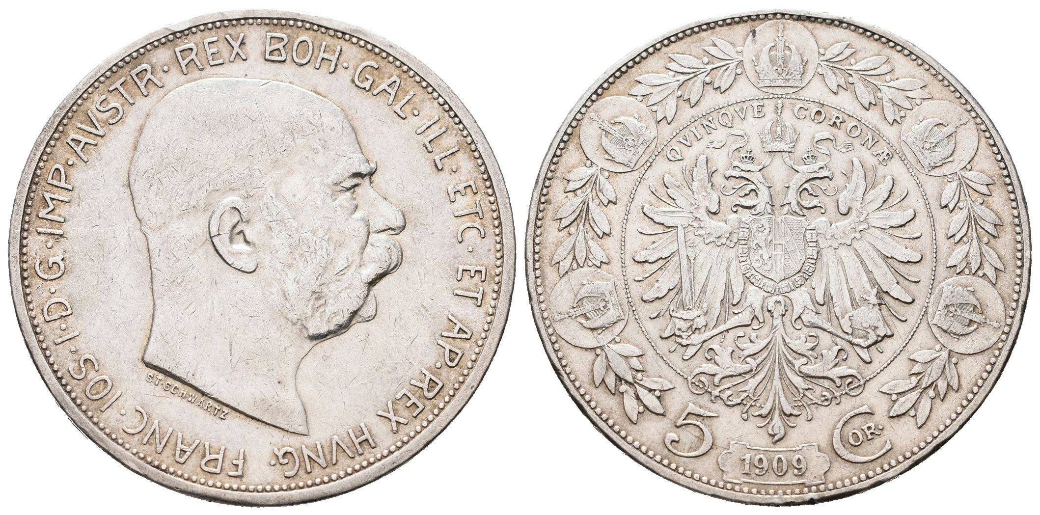 5 Koruna 1909 Schwartz