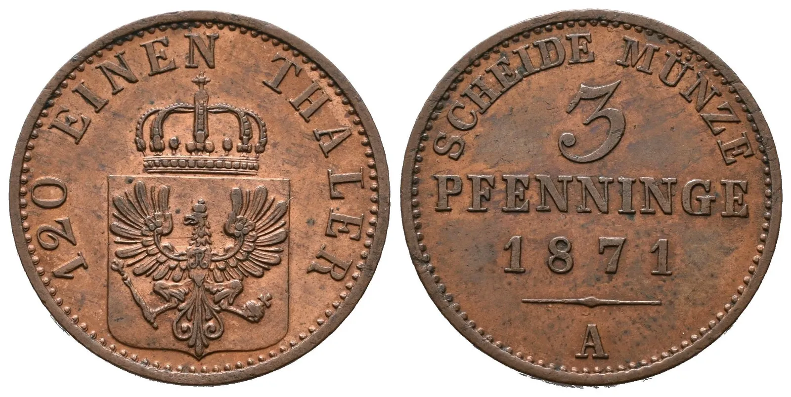 Prusko, 3 Pfennig 1871 A
