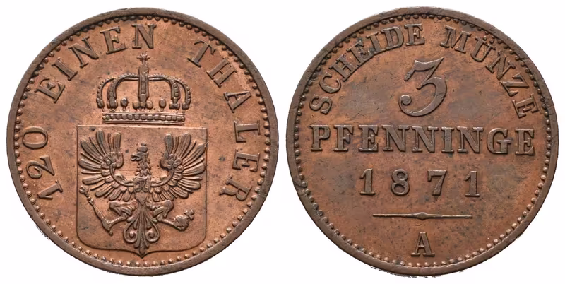 Prusko, 3 Pfennig 1871 A