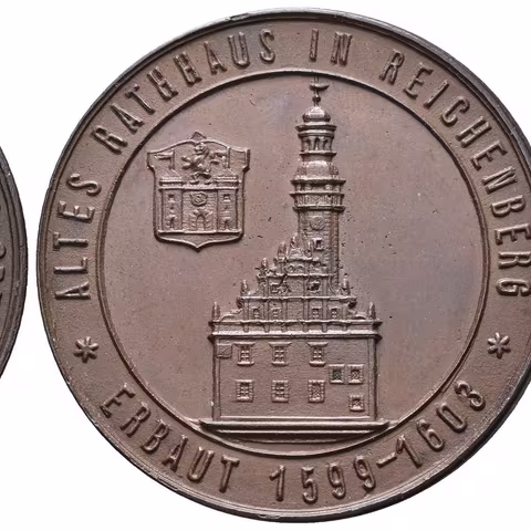 AE Medaile 1888 (R. Zitte) - K otevření nové radnice 30. 9. 1888. Budova