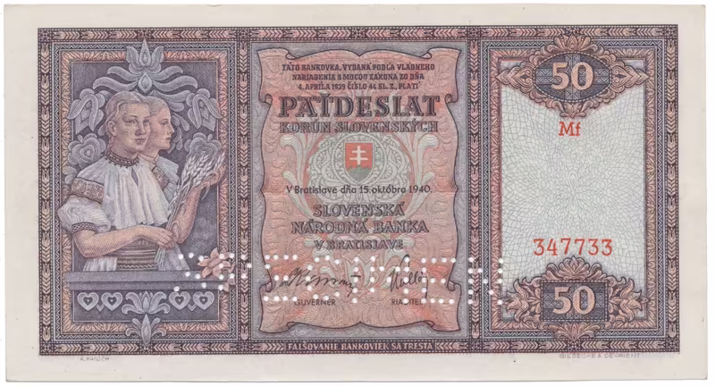 50 Koruna 1940, I. vydání, série Mf, Hej.50a.S2