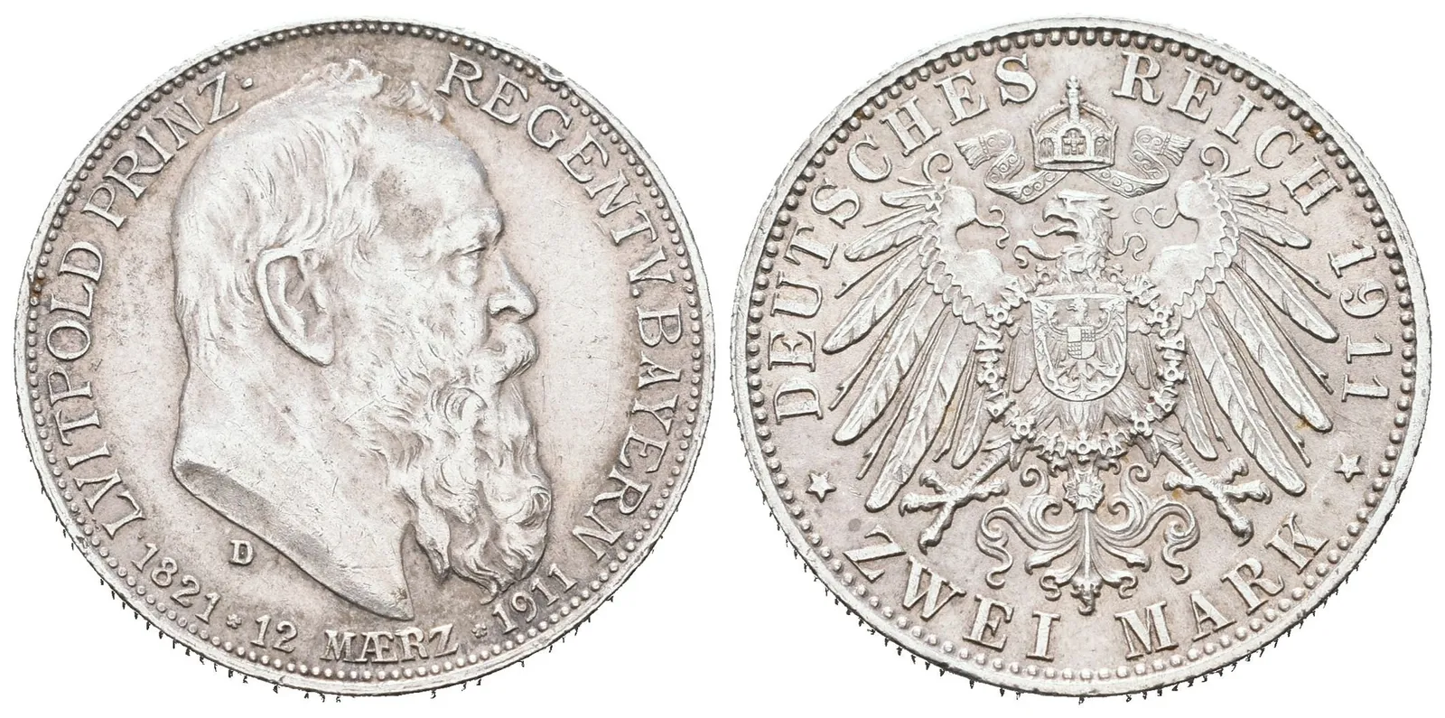 Bavorsko, 2 Marka 1911 D - 90. výročí narození