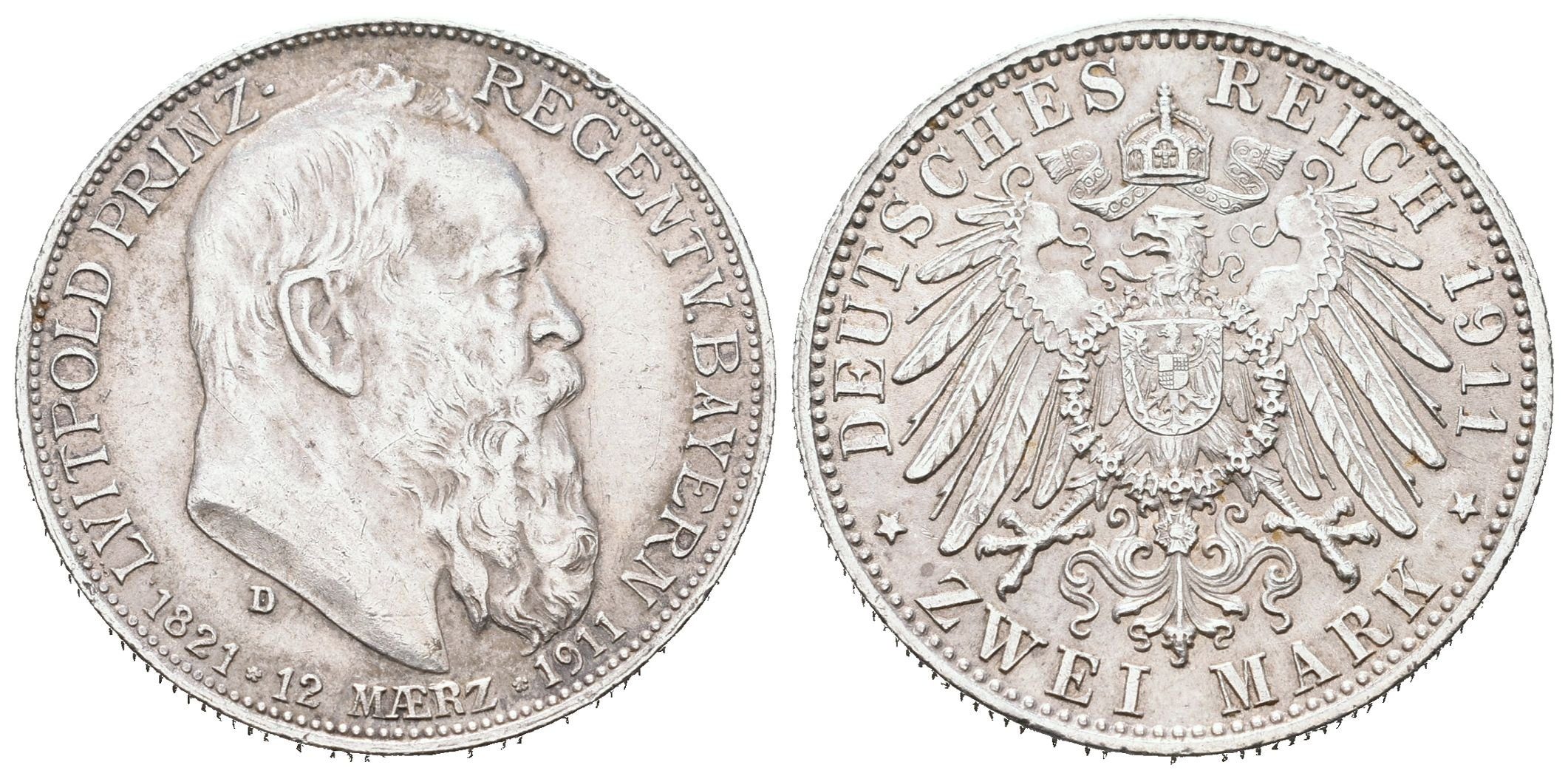 Bavorsko, 2 Marka 1911 D - 90. výročí narození