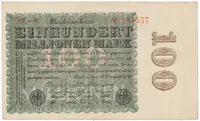 Německo, 100 Millionen Mark 1923, Hakensterne, Ro.106p