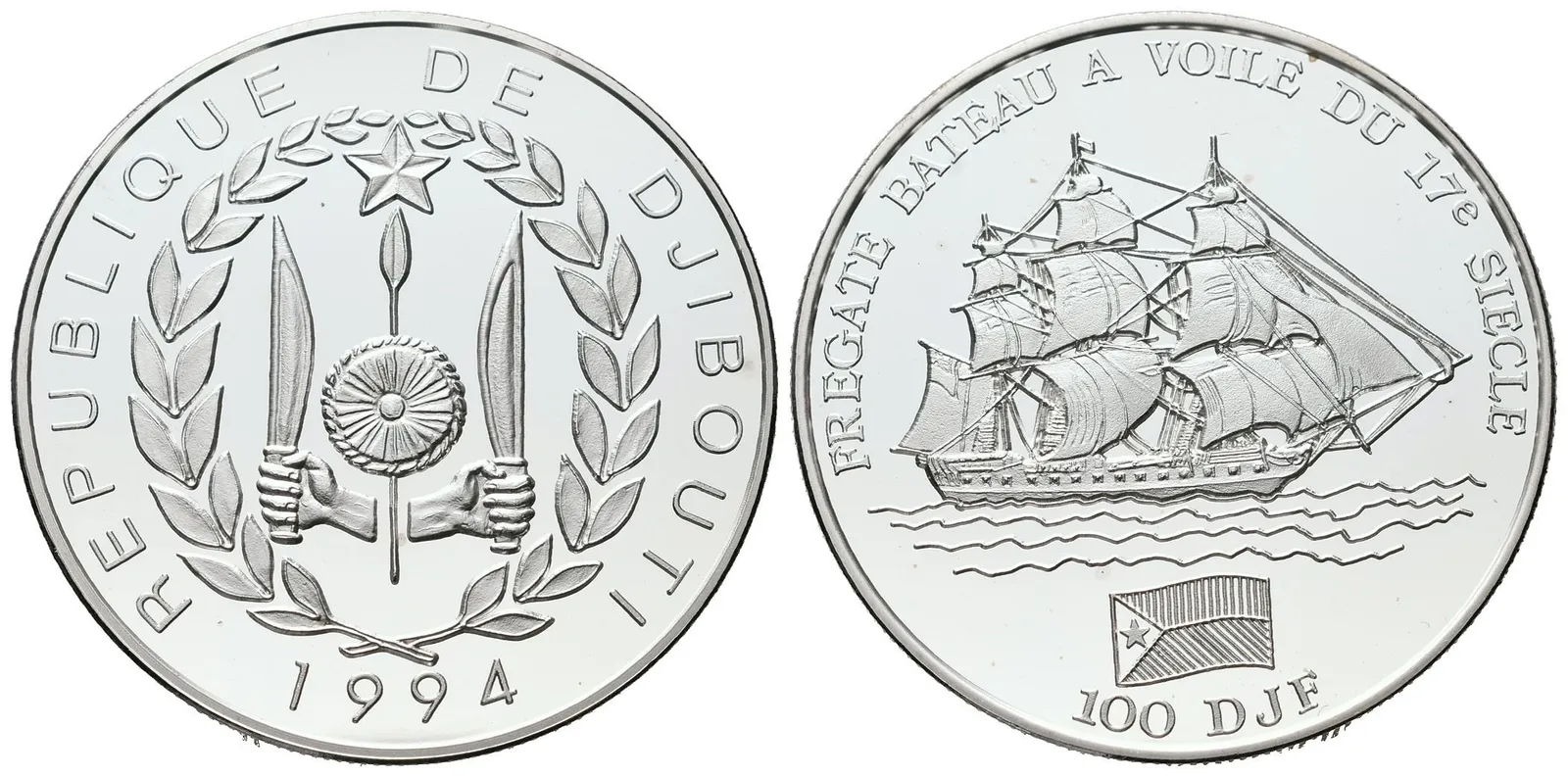 Djibouti, 100 Franků 1994 -	Frigade Bateau