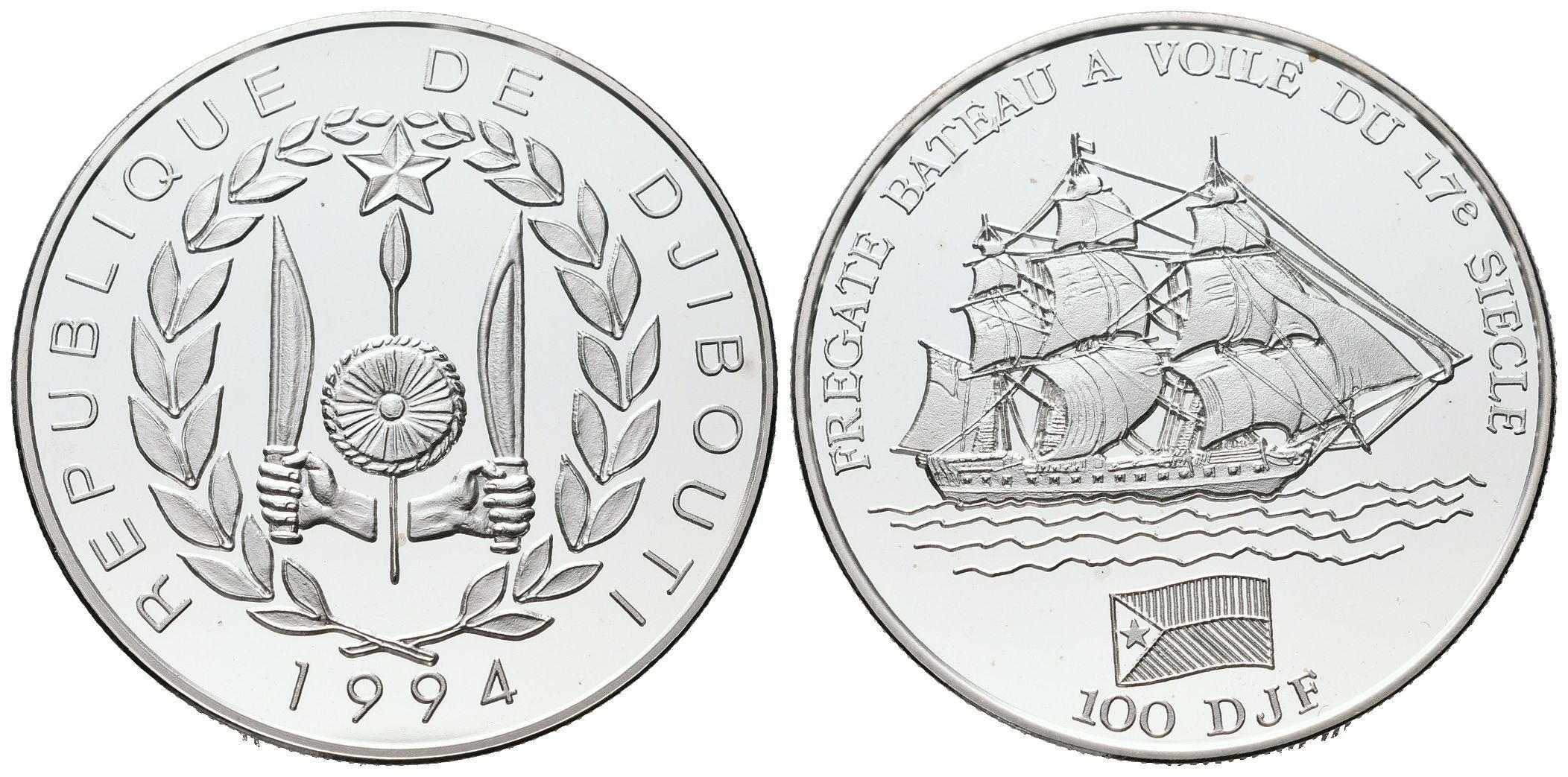 Djibouti, 100 Franků 1994 -	Frigade Bateau