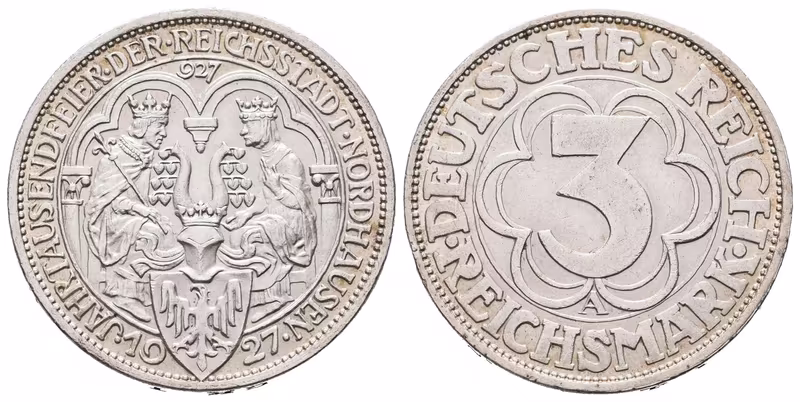 Výmar, 3 Marka 1927 A - Nordhausen