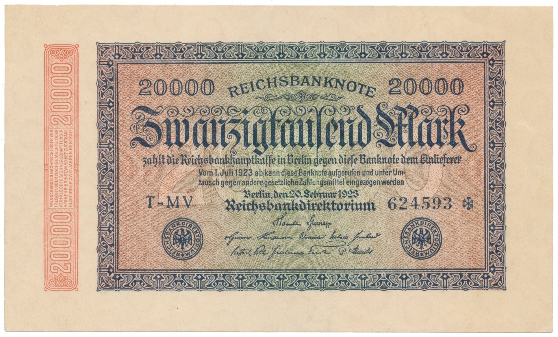Německo, 20000 Mark 1923, Ro.84b