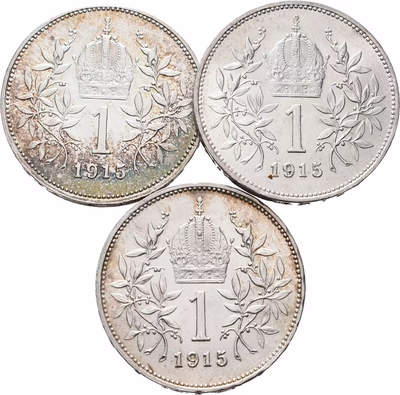 1 Koruna 1915, lot 3 kusů