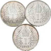 1 Koruna 1915, lot 3 kusů