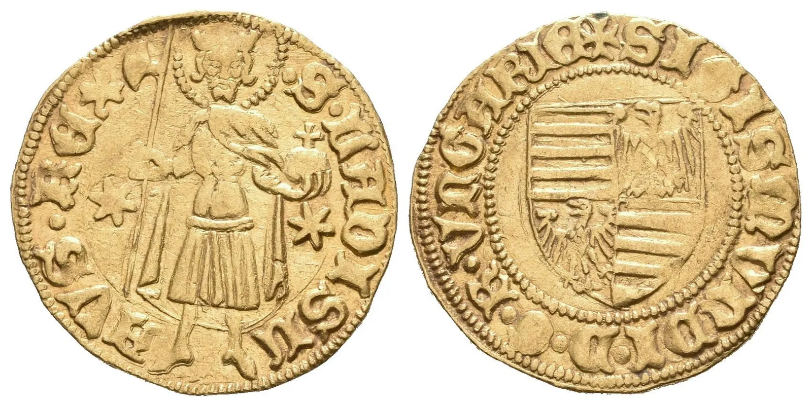 Dukát b.l. (1387 - 1401), Nagybánya, Lengyel.17/9, Pohl.D 1-4 (3,56 g), — 1
