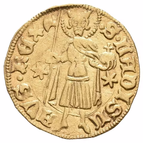 Dukát b.l. (1387 - 1401), Nagybánya, Lengyel.17/9, Pohl.D 1-4 (3,56 g),