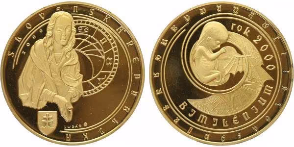 AR Medaile 2000 (R. Lugár) - Bimilénium - rok 2000, Pozlac. Ag 0,999, 40 mm (32 g), č