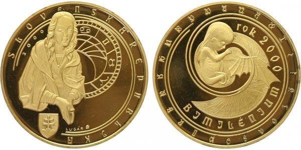 AR Medaile 2000 (R. Lugár) - Bimilénium - rok 2000, Pozlac. Ag 0,999, 40 mm (32 g), č