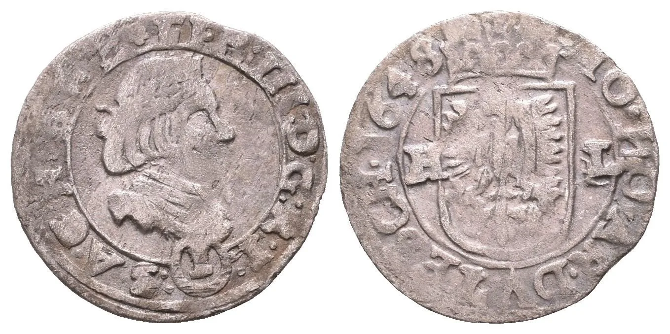 Krejcar 1648 HL, Těšín a Skočov-Loos+Bremen, Hal.1355, patina, ned., rysky — 1