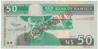 Namíbie, 50 Namibia Dollars (2003), bankovní vzor, N 00000000, P.8s