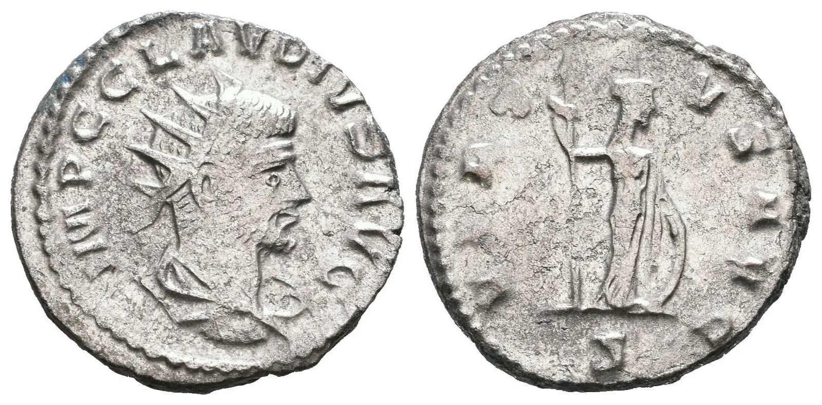 AE Antoninian, Antiochia, Rv: VIRTVS AVG, stojící Mars zleva drží oštěp, přidržuje — 1