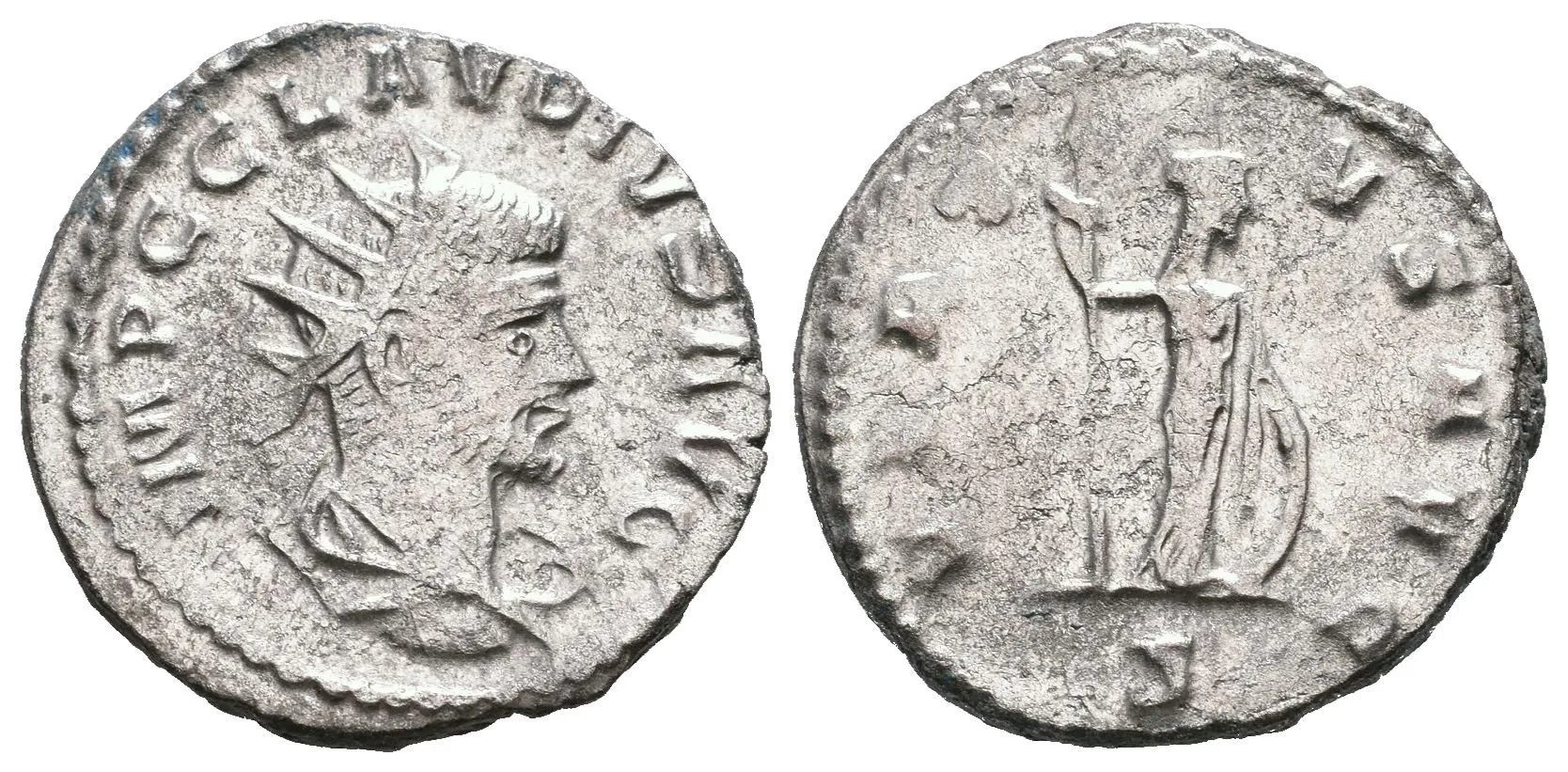 AE Antoninian, Antiochia, Rv: VIRTVS AVG, stojící Mars zleva drží oštěp, přidržuje — 1