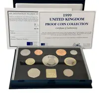 Velká Británie, Sada oběžných a pamětních mincí 1999 PROOF - fotografie 2