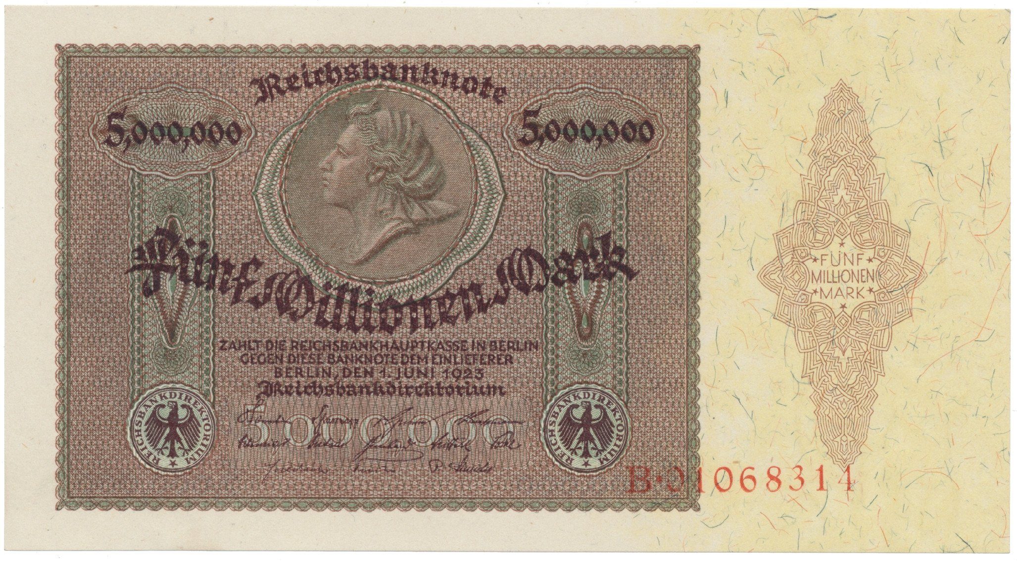 Německo, 5 Millionen Mark 1923, Ro.88