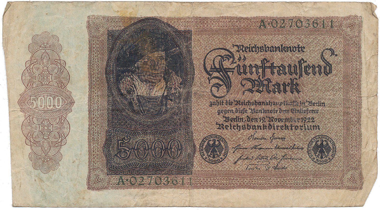 Německo, 5000 Mark 1922, Ro.78