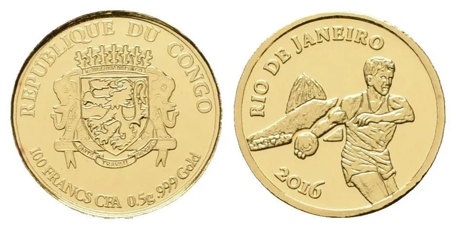 Kongo, 100 Franků 2016 - Olympijské hry Rio de Janeiro