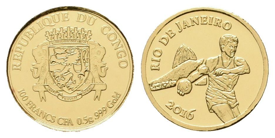 Kongo, 100 Franků 2016 - Olympijské hry Rio de Janeiro
