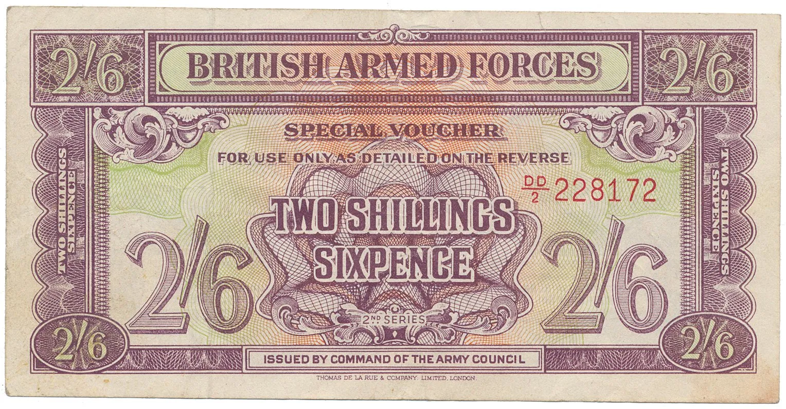 Velká Británie, 2 Shillings 6 Pence (1943), BMA - vojenské vydání, P.M19a
