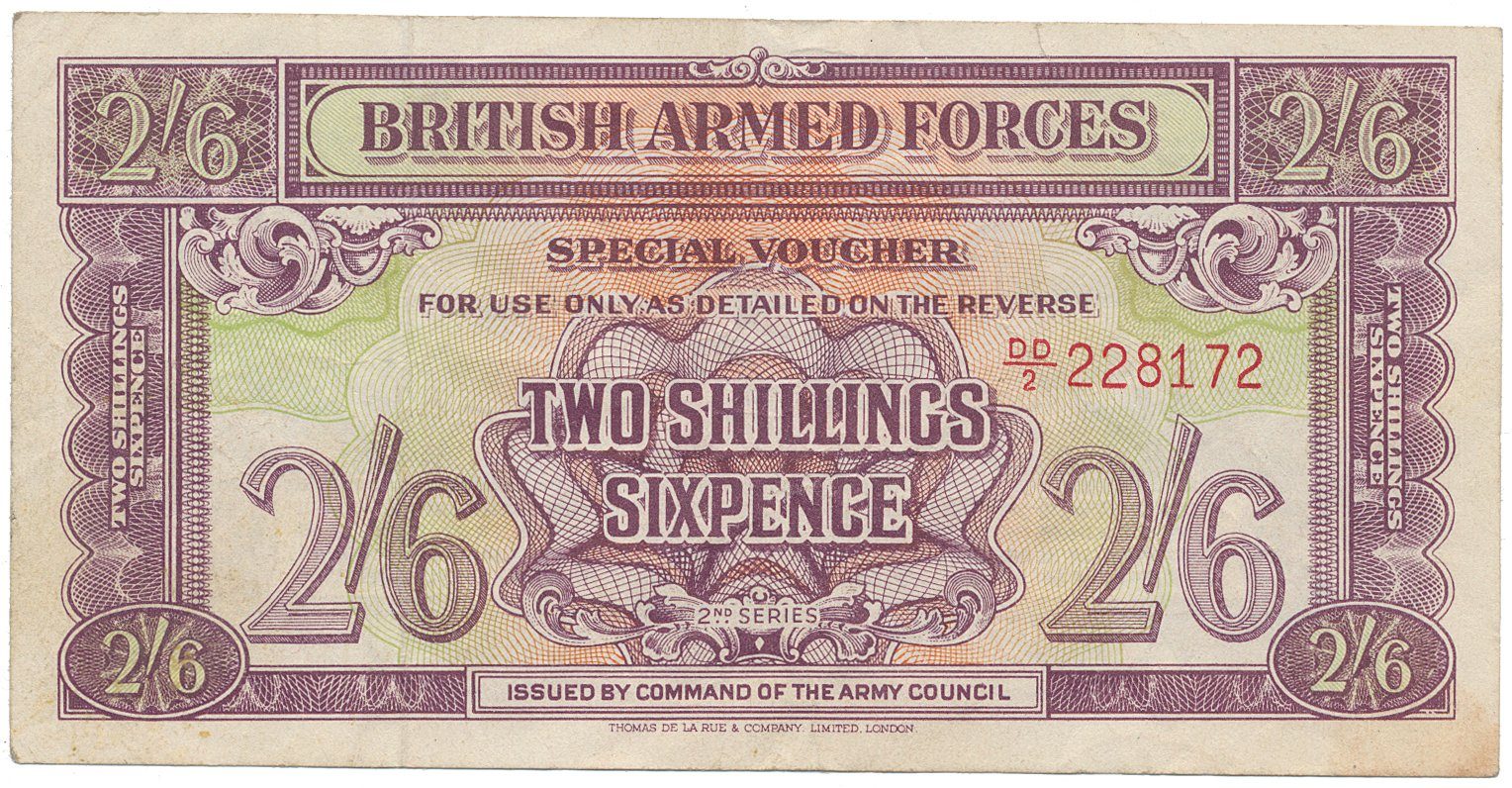 Velká Británie, 2 Shillings 6 Pence (1943), BMA - vojenské vydání, P.M19a
