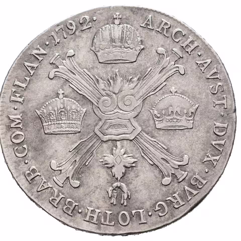 1/4 Tolar křížový 1792 A, Vídeň, pěkný Rv., patina, vada střížku na Av.,