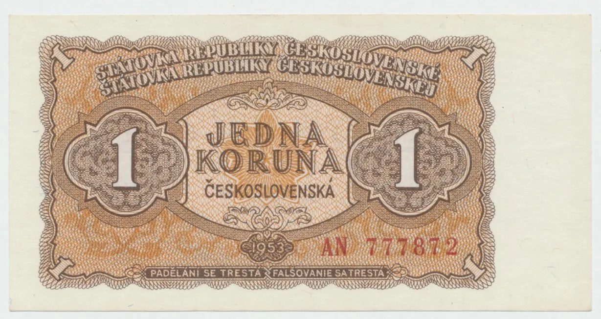 Československo, 1 Koruna 1953, tisk Moskva, série AN, Hej.89a1
