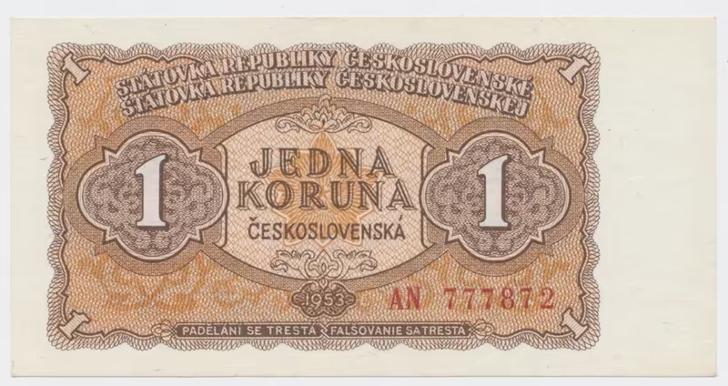 Československo, 1 Koruna 1953, tisk Moskva, série AN, Hej.89a1