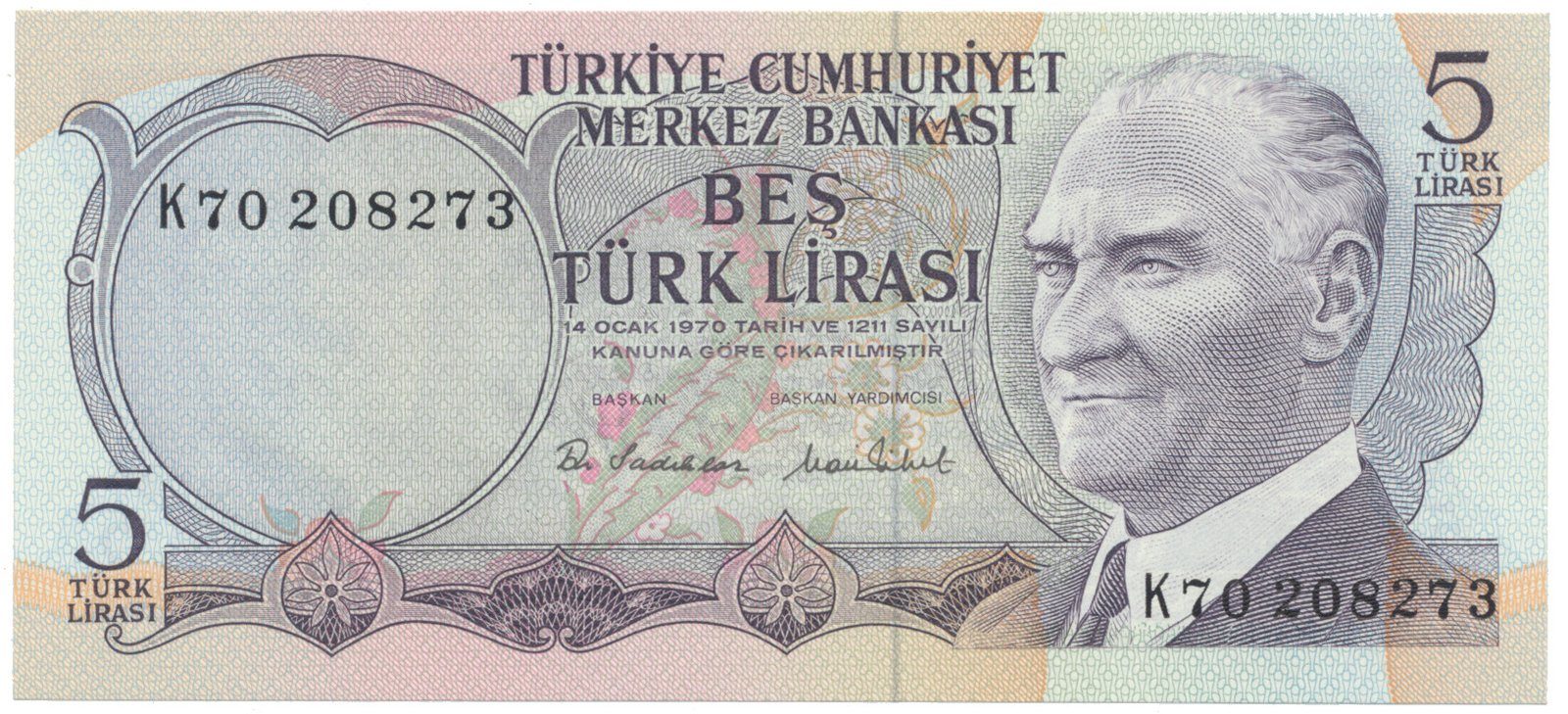 Turecko, 5 Lira (1976), P.185