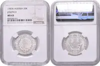 20 Krejcar 1787 B, Kremnica, Husz.1880, certifikace NGC, hodnocení MS 63, — 2