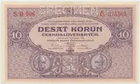 Československo, 10 Koruna 1927, serie B, tisk TB NBČS, perf. 1x SPECIMEN, Hej.22bB.S1