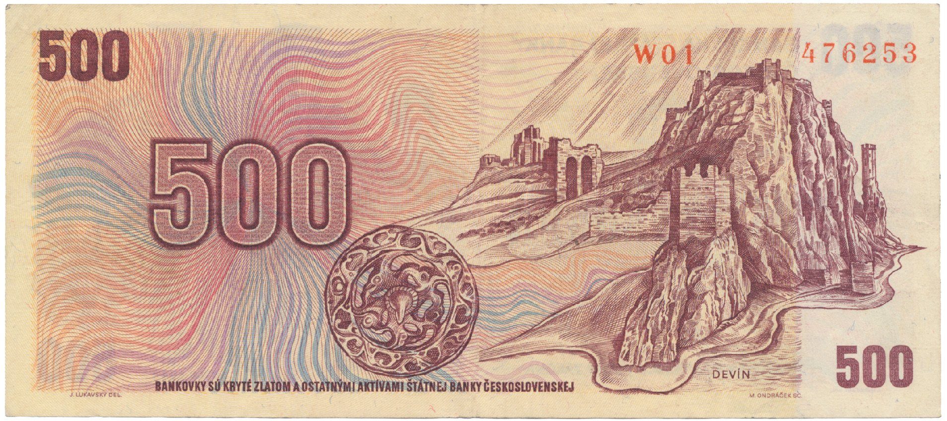 Československo, 500 Koruna 1973, první série W 01, Hej.105aW