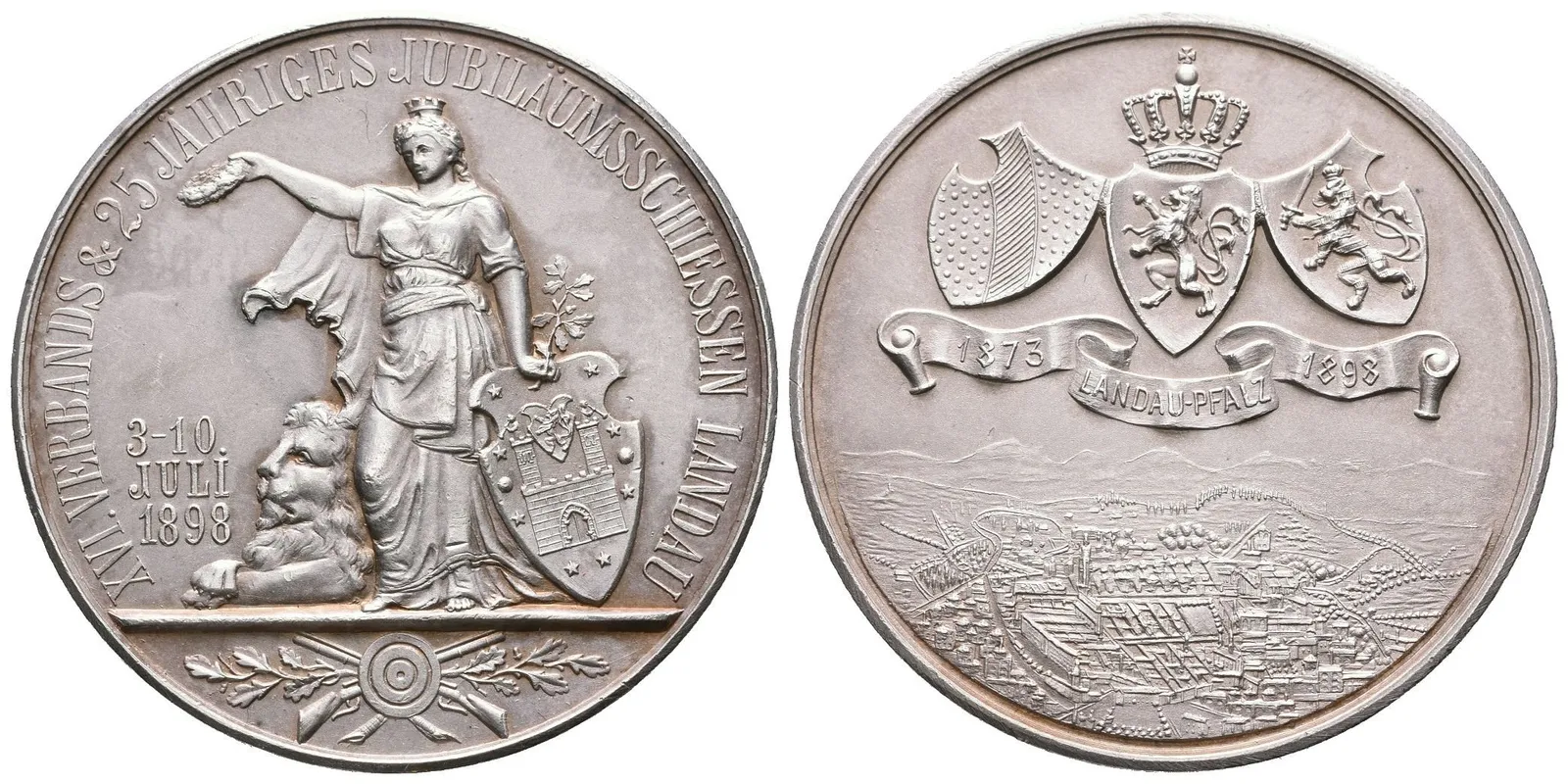 AR Medaile 1898 - XVI. Spolkové a jubilejní střelby v Landau. — 1