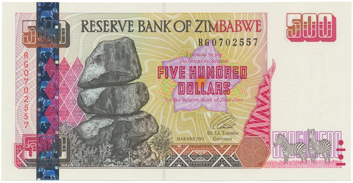 Zimbabwe, 500 Dollars 2001, P.10