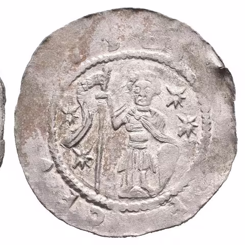 Denár, C.532, VP.231, čtyři hvězdy na reversu, nedor. opisy, patina (0,60 g)