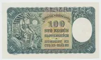 Československo, 100 Koruna 1940/1945, I. vydání, kolkovaná, série se 2 čísly, perf. 1x SPECIMEN nahoře, Hej.62a2.S1 - fotografie 2