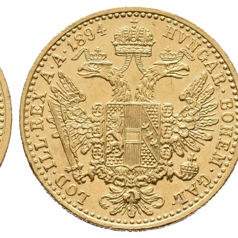 Dukát 1894, velmi pěkná zachovalost, zbytky lesku, rysky