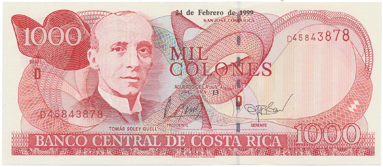 Kostarika, 1000 Colones 1999, P.264c
