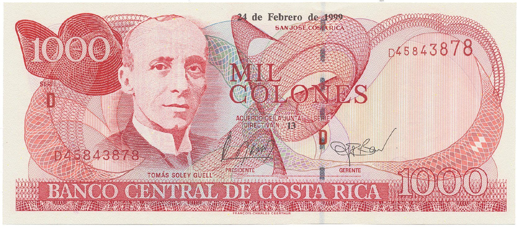 Kostarika, 1000 Colones 1999, P.264c