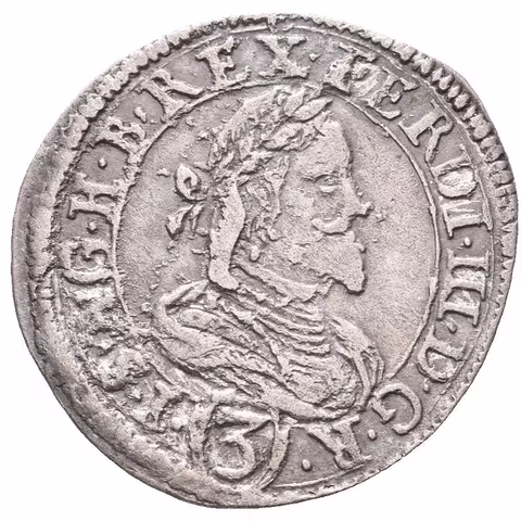 3 Krejcar 1639, Graz, KM.424, vada na Av., pěkný Rv.