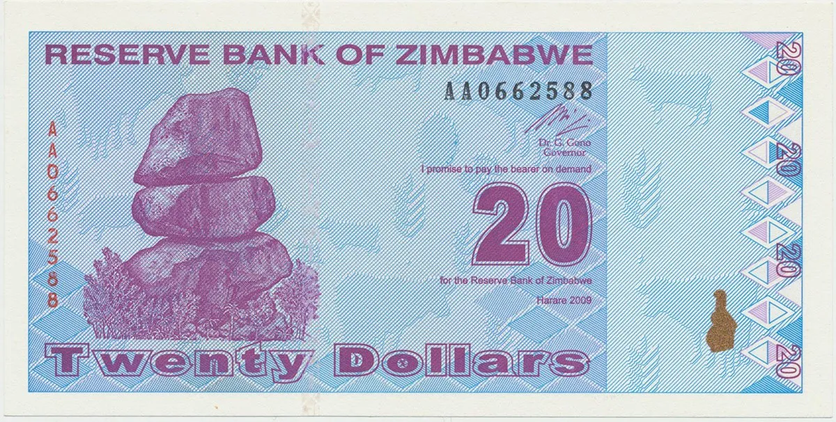 Zimbabwe, 20 Dollars 2009, P.95